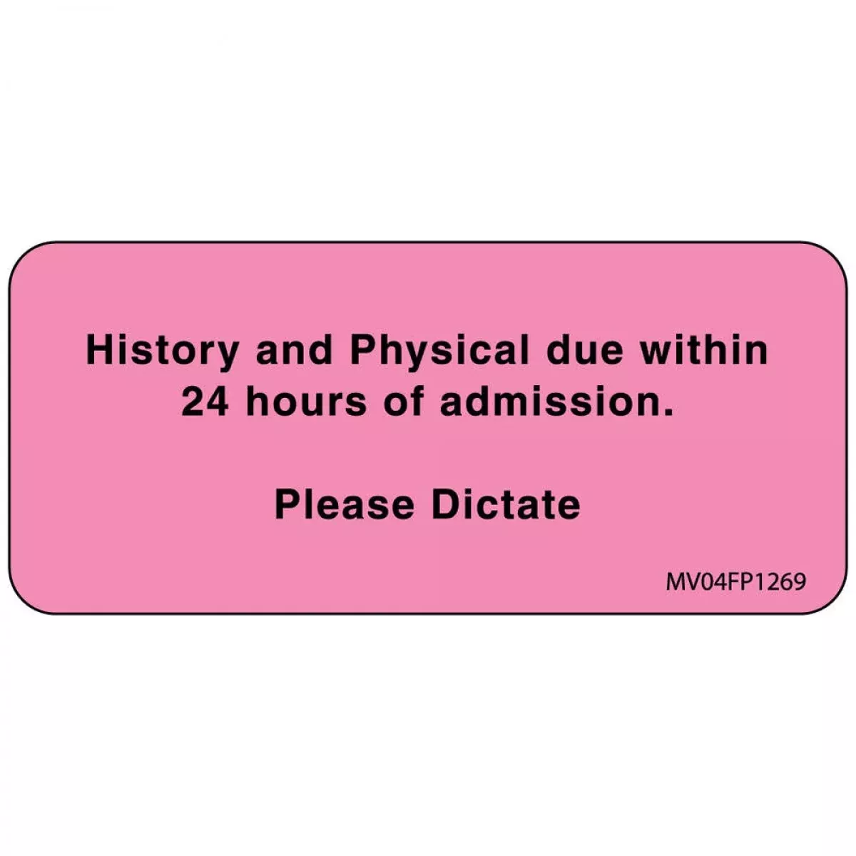 Label Paper Removable History & Physical 1" Core 2 1/4" X 1 Fl. Pink 420 Per Roll