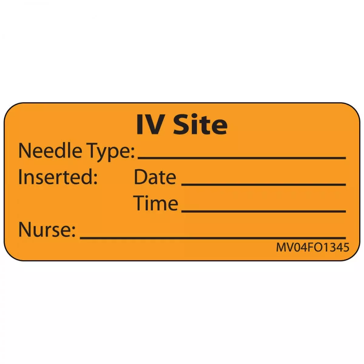 Label Paper Removable Iv Site Needle 1" Core 2 1/4" X 1 Fl. Orange 420 Per Roll