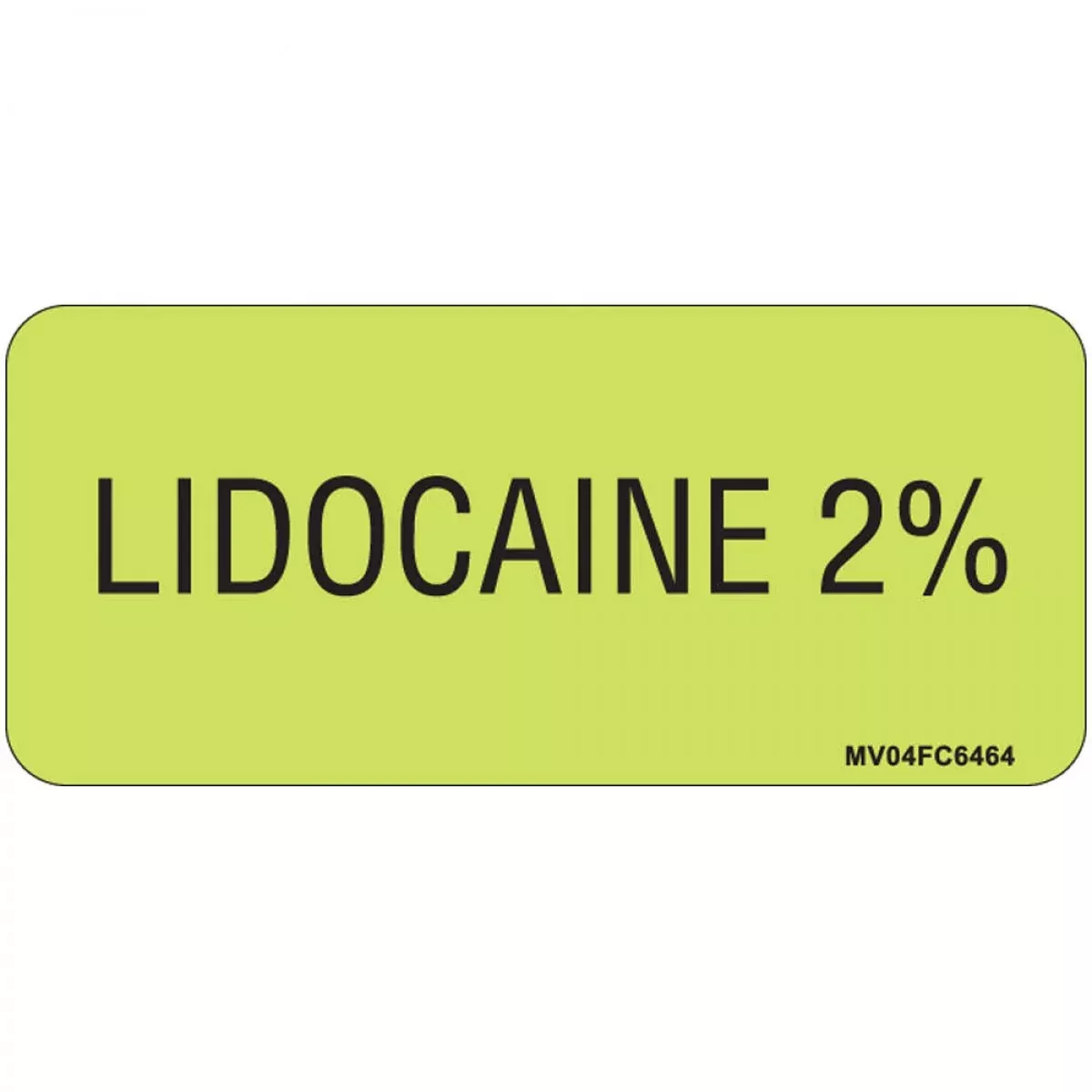 Label Paper Removable Lidocaine 2% 1" Core 2 1/4" X 1 Fl. Chartreuse 420 Per Roll