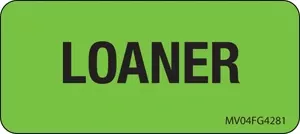 Label Paper Removable Loaner 1" Core 2 1/4" X 1 Fl. Green 420 Per Roll