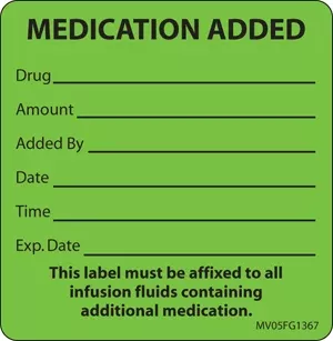 Label Paper Removable Medication Added 1" Core 2 7/16" X 2 1/2" Fl. Green 400 Per Roll