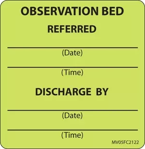 Label Paper Removable Observation Bed 1" Core 2 7/16" X 2 1/2" Fl. Chartreuse 400 Per Roll