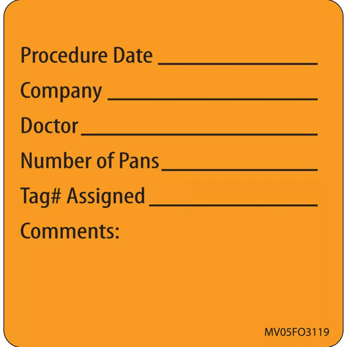 Label Paper Removable Procedure Date 1" Core 2 7/16" X 2 1/2" Fl. Orange 400 Per Roll