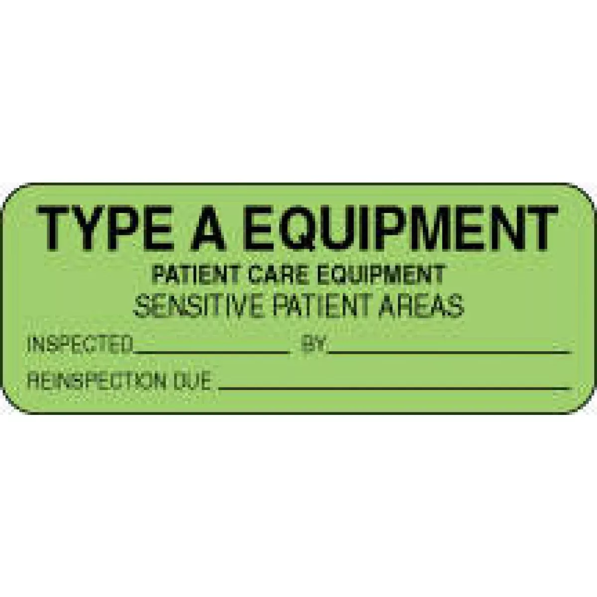 Label Paper Removable Type A Equipment 2 1/4" X 7/8" Fl. Green 1000 Per Roll