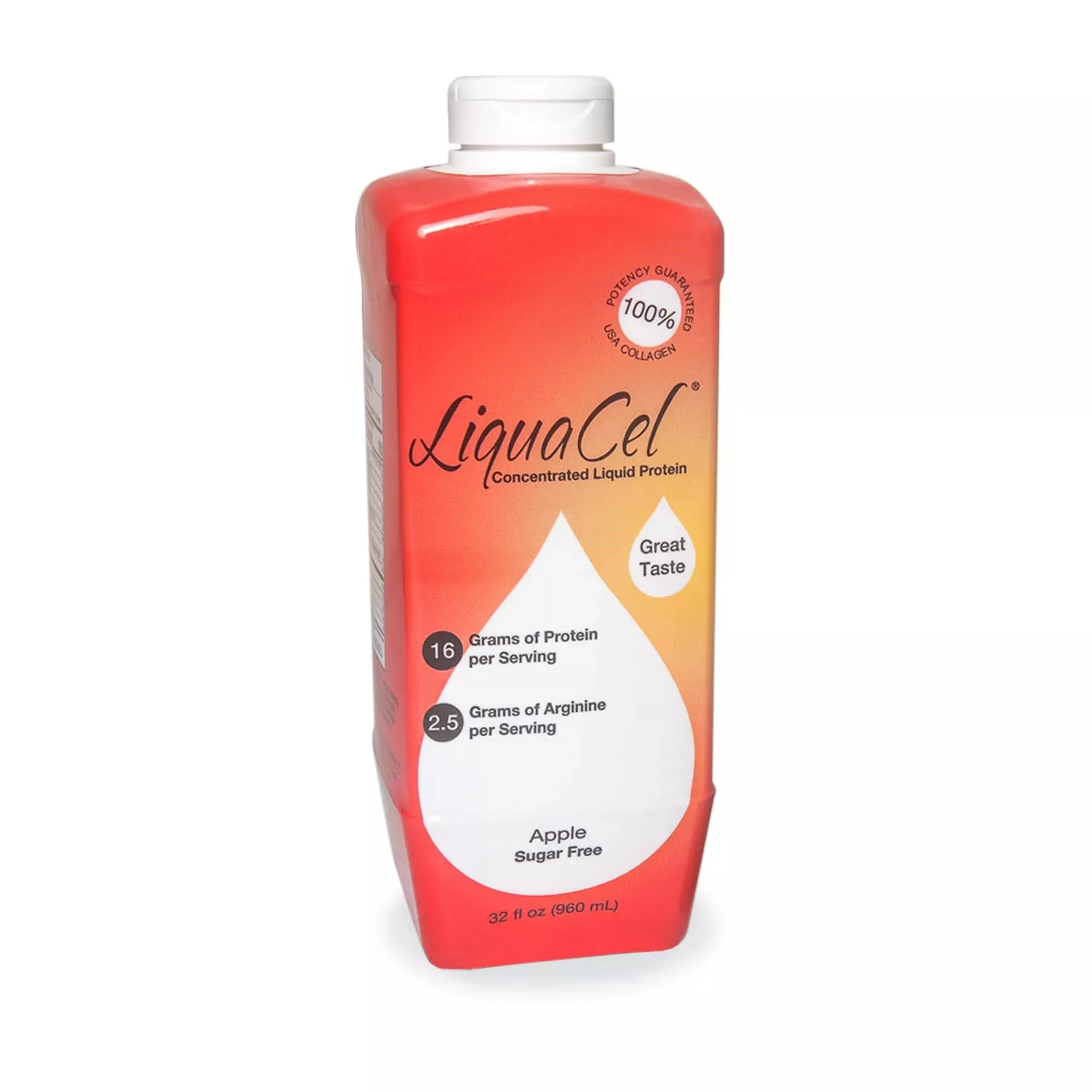LiquaCel Apple Concentrated Liquid Protein, Sugar Free, 32-ounce bottle