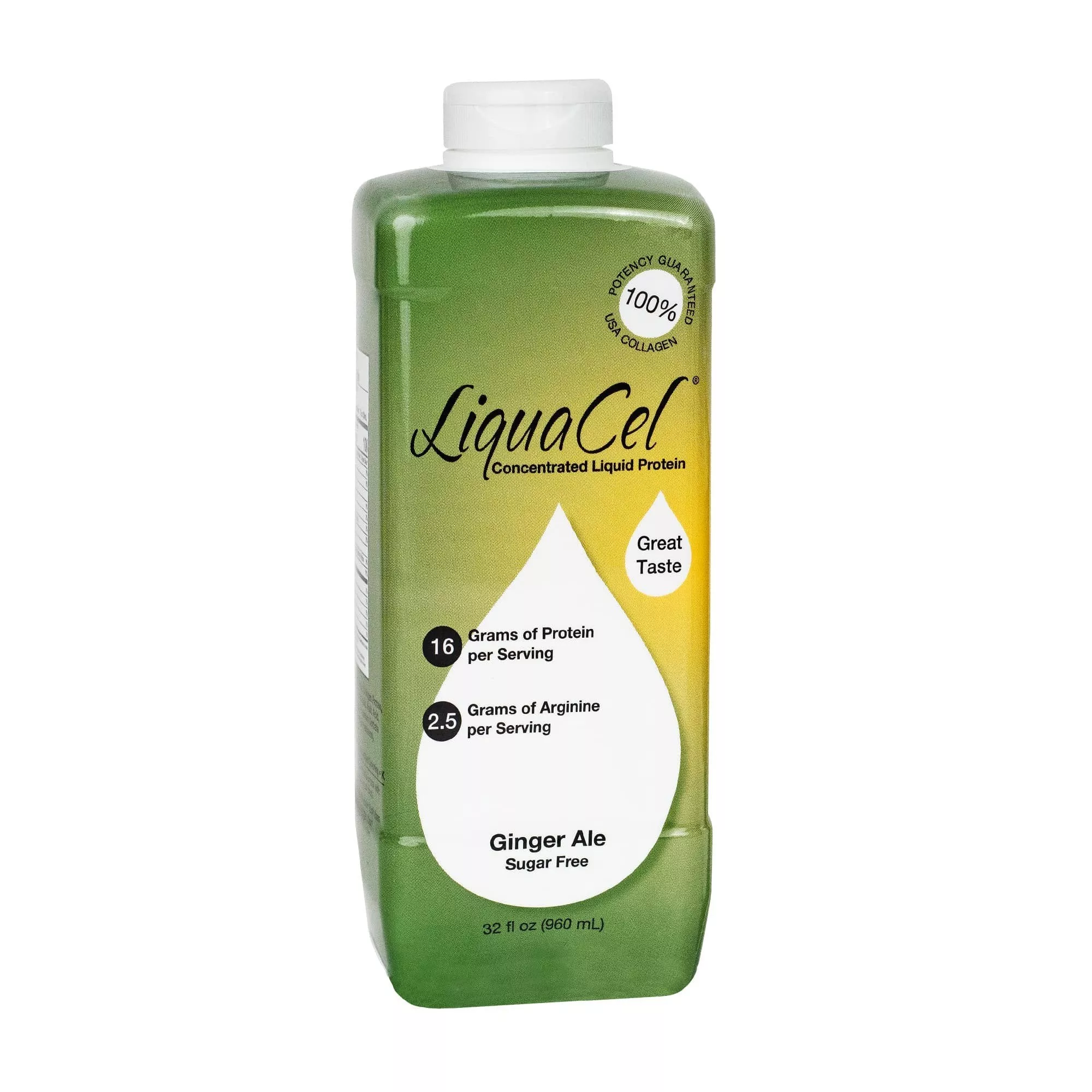 LiquaCel Ginger Ale Concentrated Liquid Protein, Sugar Free, 32-ounce Bottle