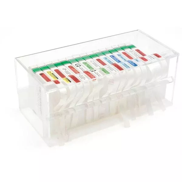 MarketLab Dividable Pre-Cut Label Dispenser Dividable Dispenser for Pre-Cut Labels • 12"W x 5.75"D x 5"H ,1 Each