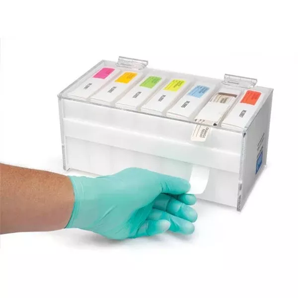 MarketLab Medium Label Box Dispenser with Slotted Front I.V. Daily Change Box Label Dispenser • 10"W x 5"D x 4.375"H ,1 Each