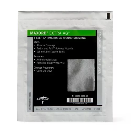 Maxorb Extra Ag+ CMC - Alginate Dressings, 4" x 4.75" 1/EACH