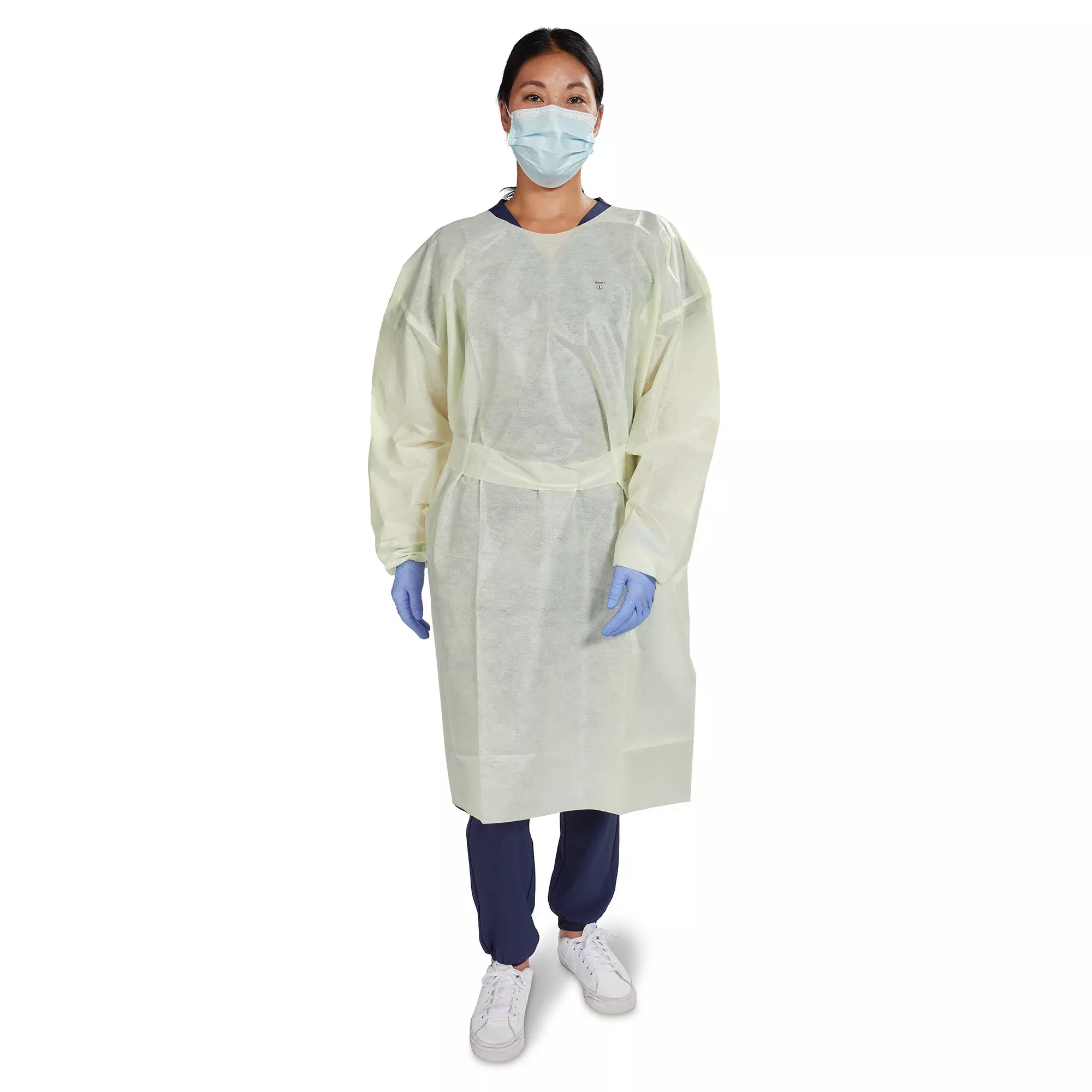McKesson AAMI Level 2 Isolation Gown, Tape Tab Neck Style, Extra Large, Yellow