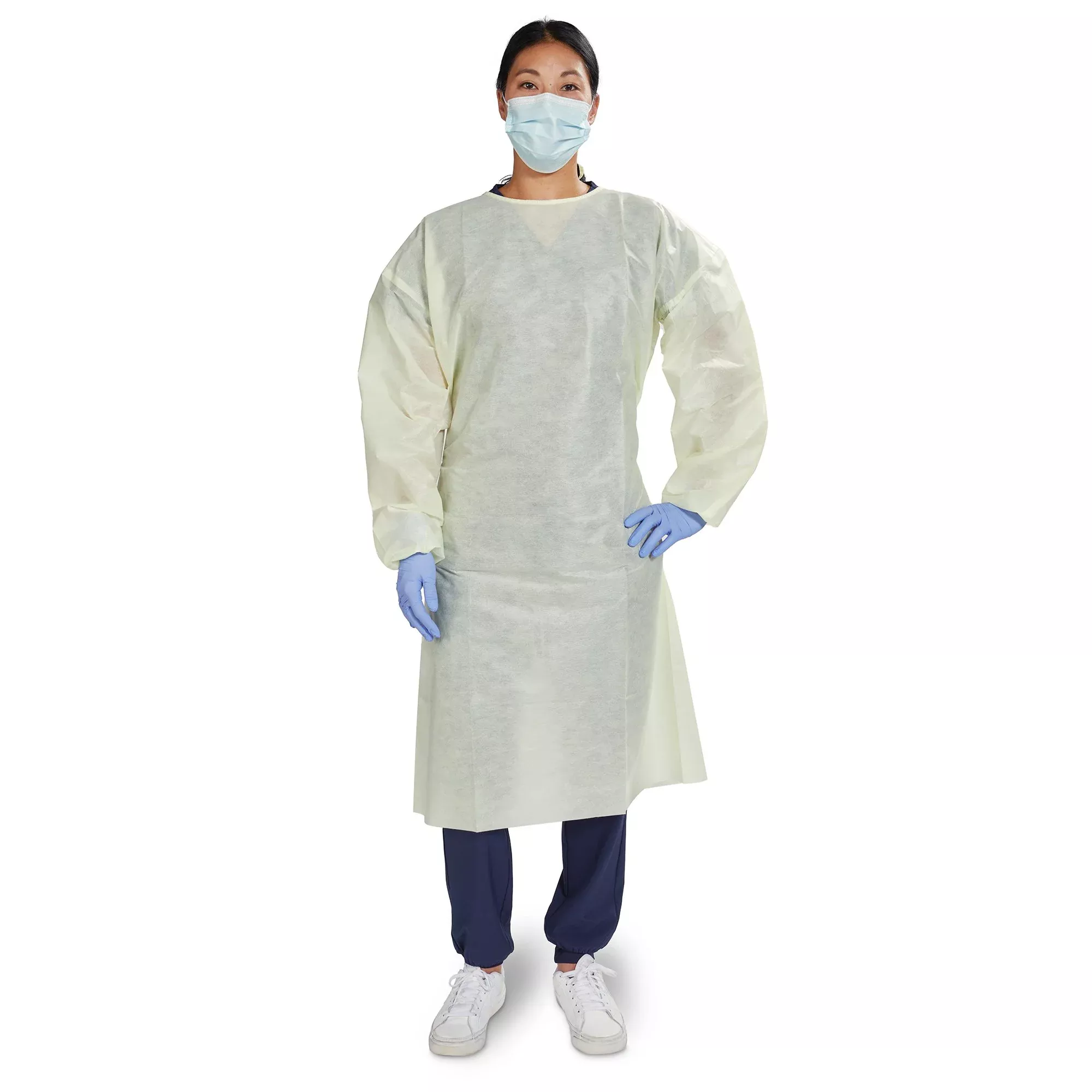 McKesson AAMI Level 2 Isolation Gown, Tie Neck Style, Extra Large, Yellow