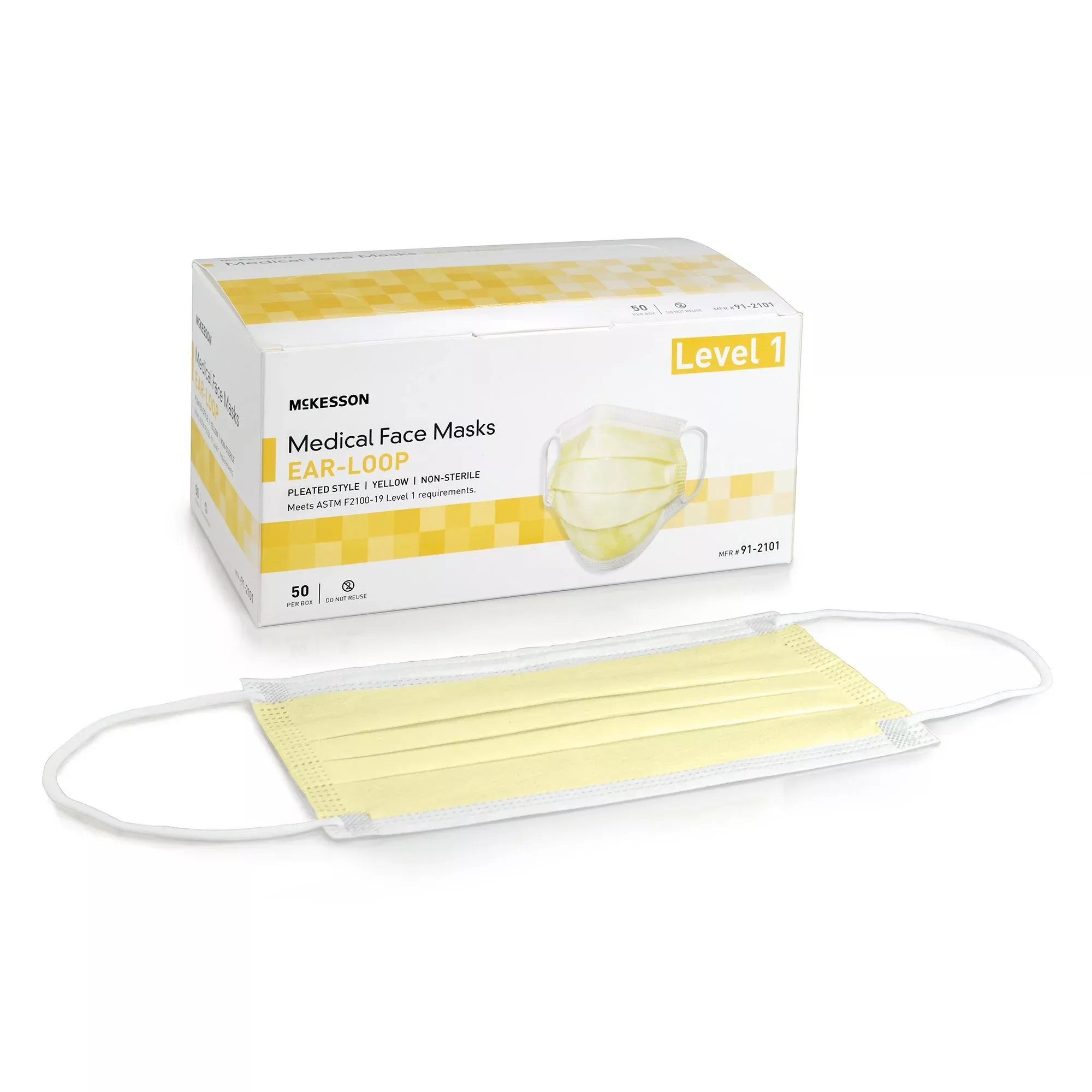 McKesson ASTM Level 1 Medical Face Masks, Yellow