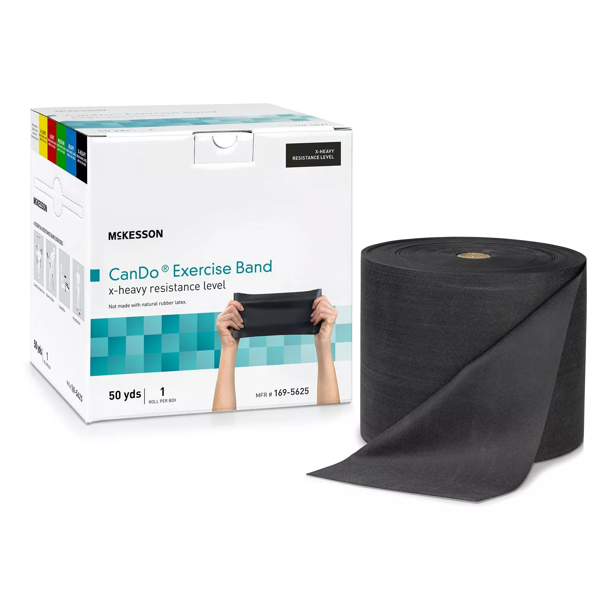 McKesson CanDo Exercise Extra-Heavy Resistance Band, Black, 5 Inch x 50 Yard