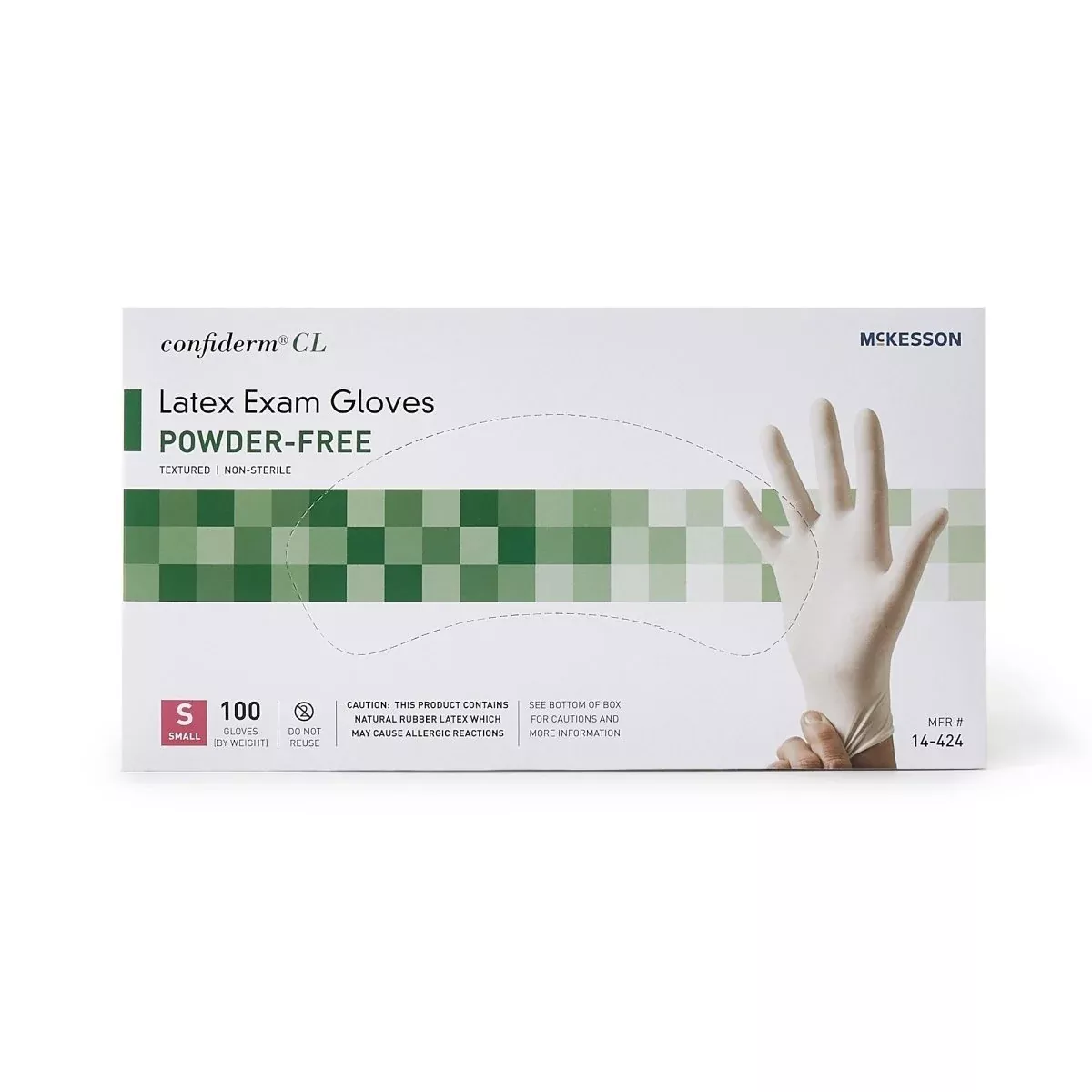 McKesson Confiderm NonSterile Latex Standard Cuff Length Textured Fingertips Ivory Exam Gloves
