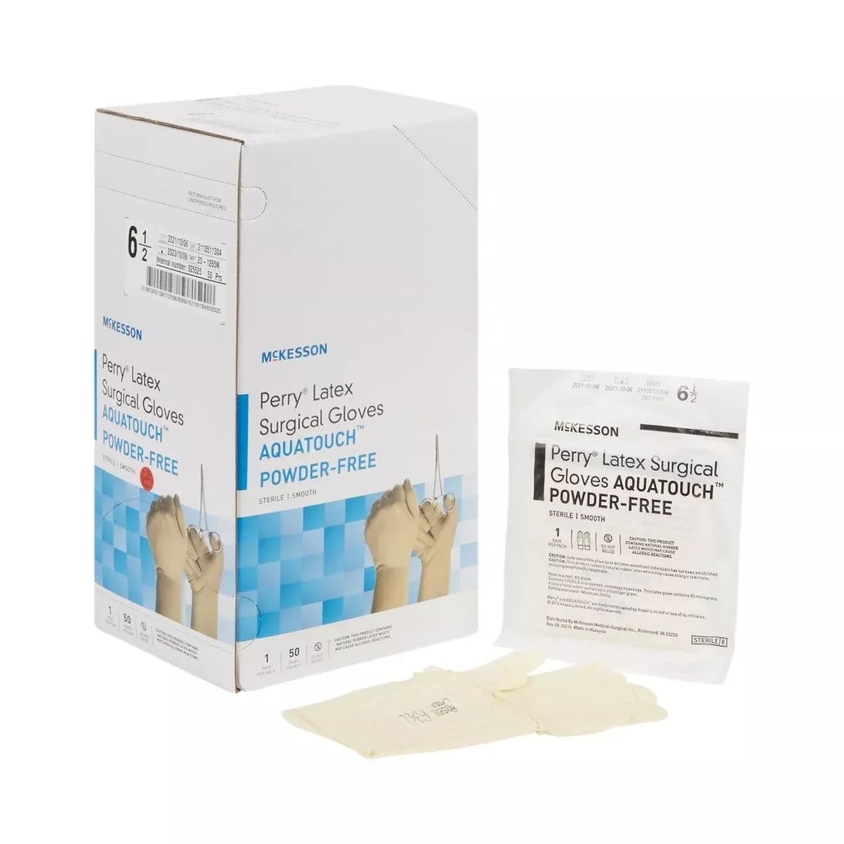 Mckesson Perry Performance Plus Aquatouch Latex Surgical Gloves