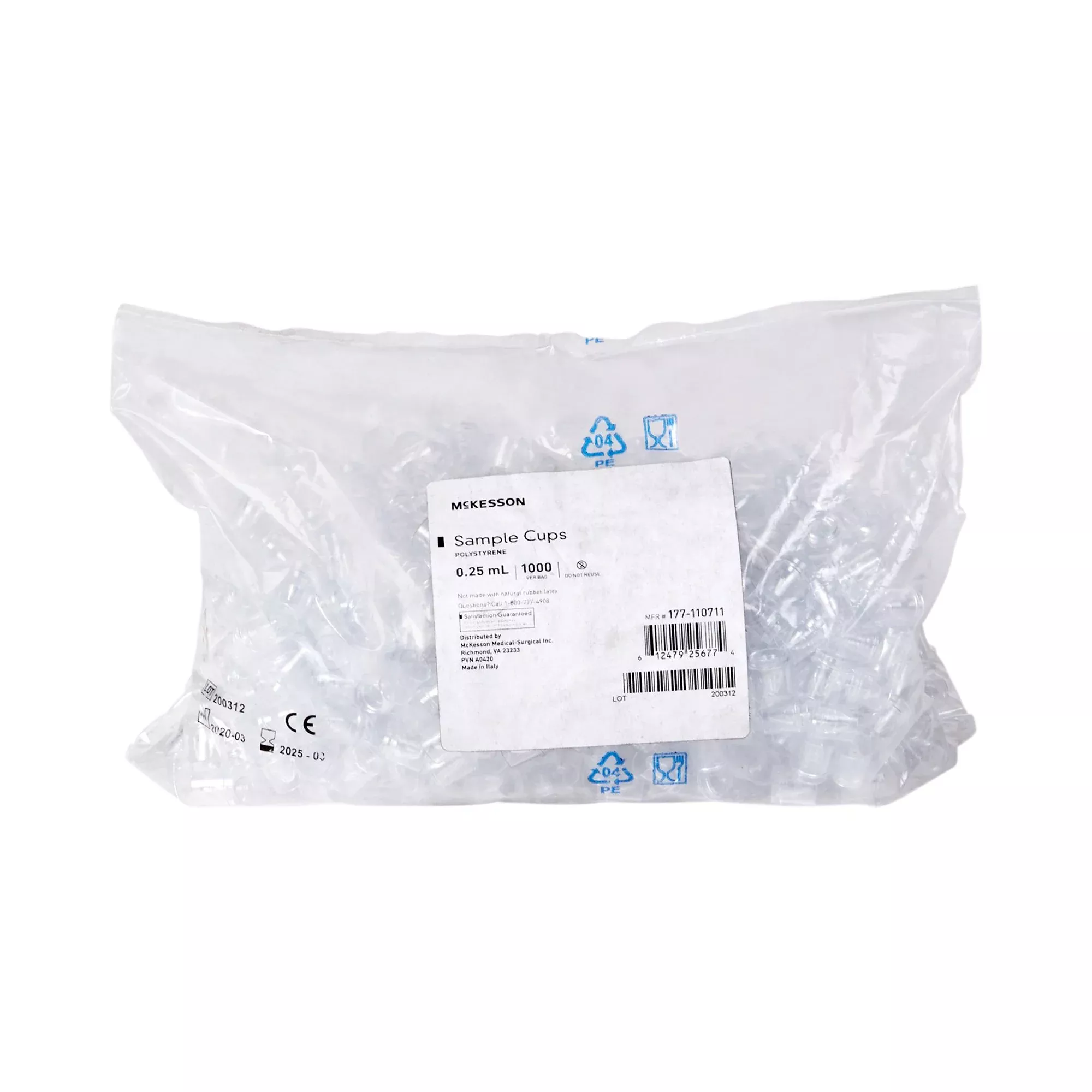 McKesson Polystyrene Sample Cup, 0.25 mL