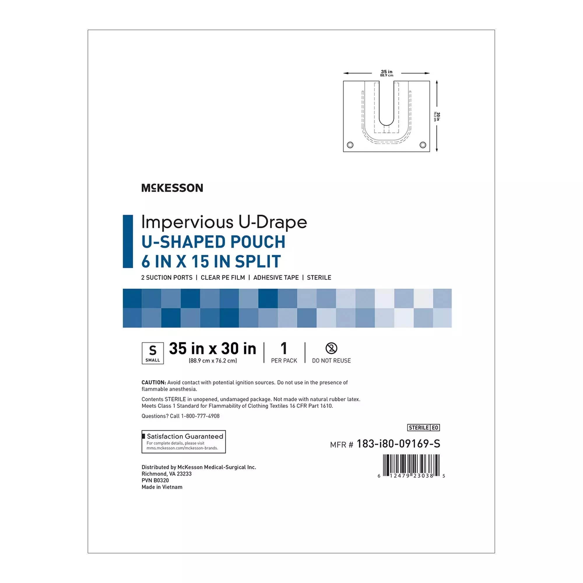 McKesson Sterile U-Drape with Pouch, 35 x 30 Inch
