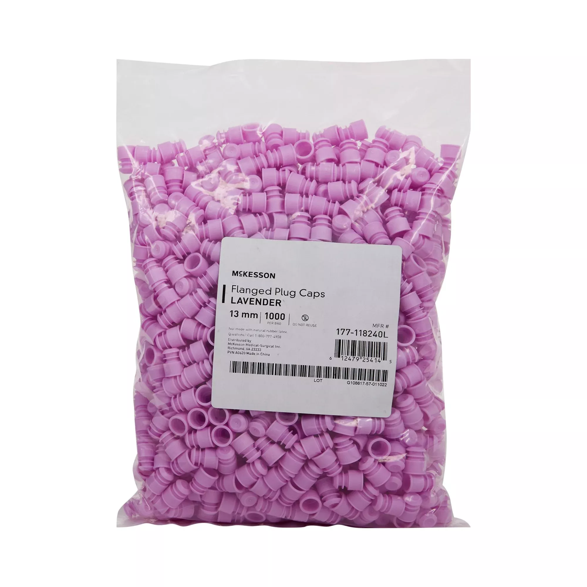 McKesson Tube Closure Flanged Plug Cap Lavender Polyethylene 1000 per Bag