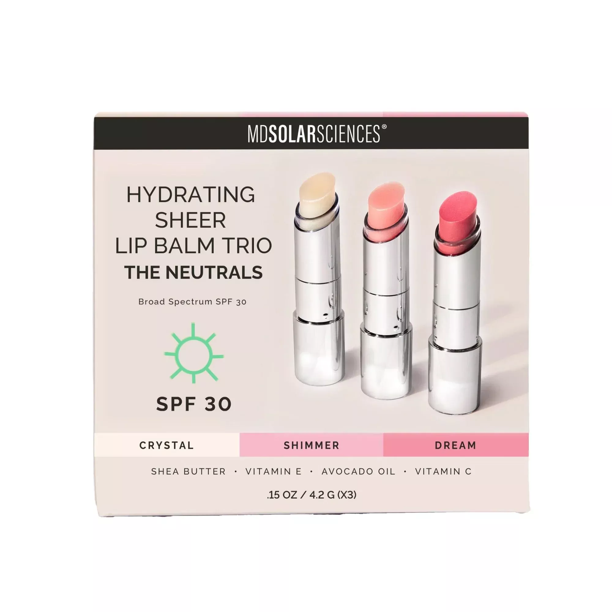 MDSolarSciences Hydrating Sheer Lip Balm, Neutrals Trio