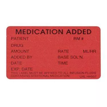 Medication Added Labels Medication Added Labels with Zig-Zag Perforation • 2.5"W x 1.5"H ,400 / roll