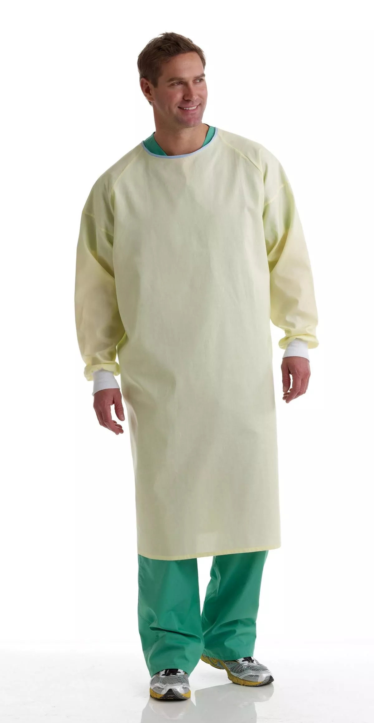 Medline Poly/Cotton Cover Gowns, Reusable, Yellow