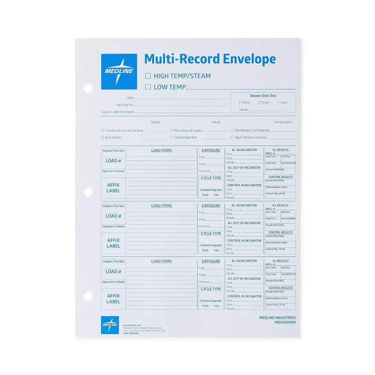 Medline Surgical Instrument Sterilization Record Envelopes, 9 x 12 in. - MDS200900