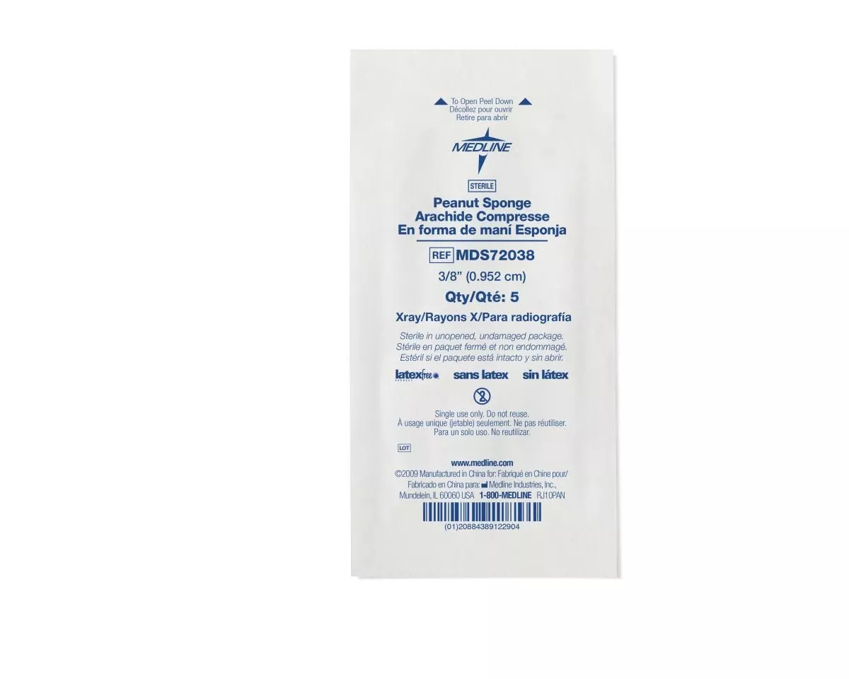 Medline X-Ray Detectable Peanut Sponges, Small, 3/8 in. - MDS72038Z