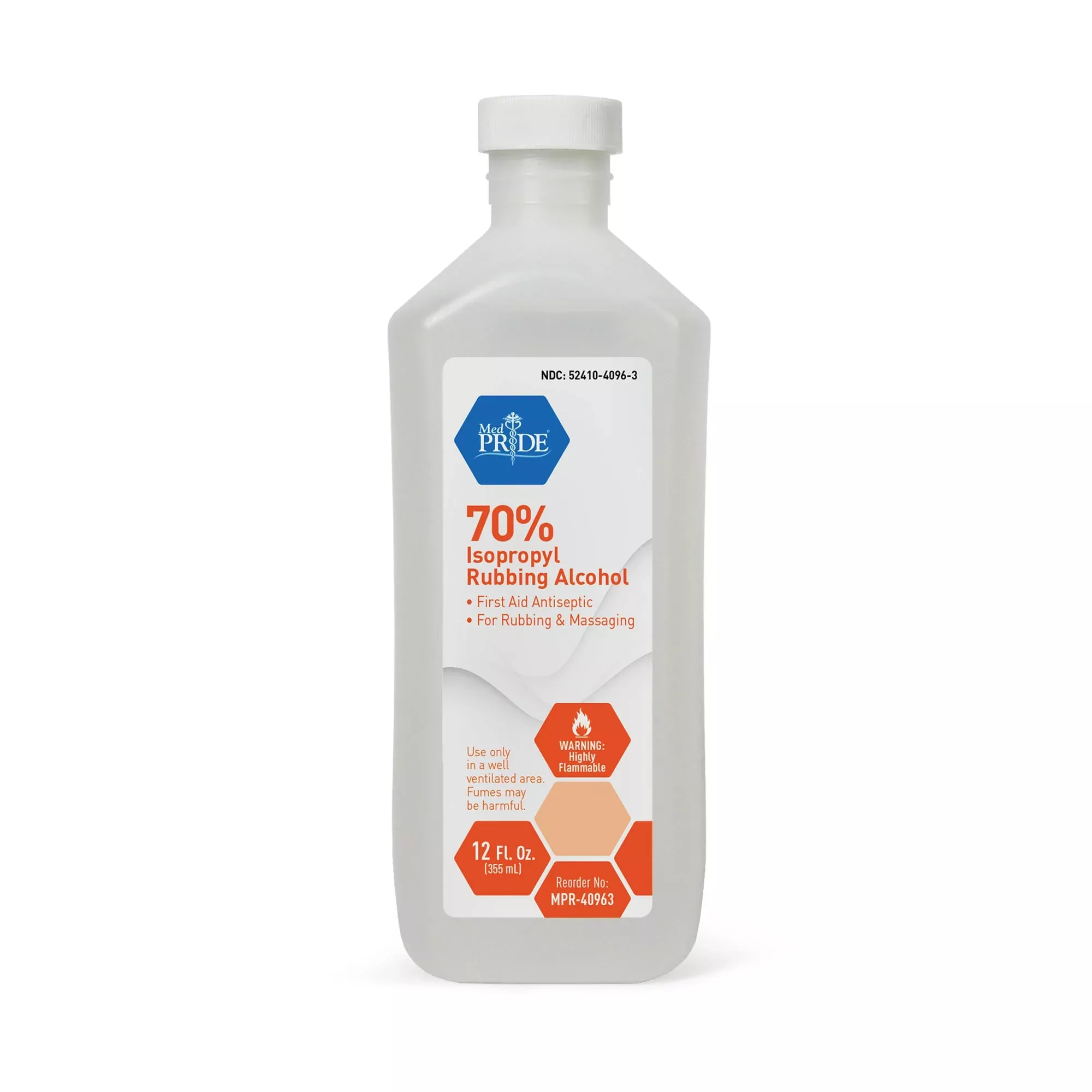 MedPride 70% Isopropyl Rubbing Alcohol - 12oz. - Case of 24