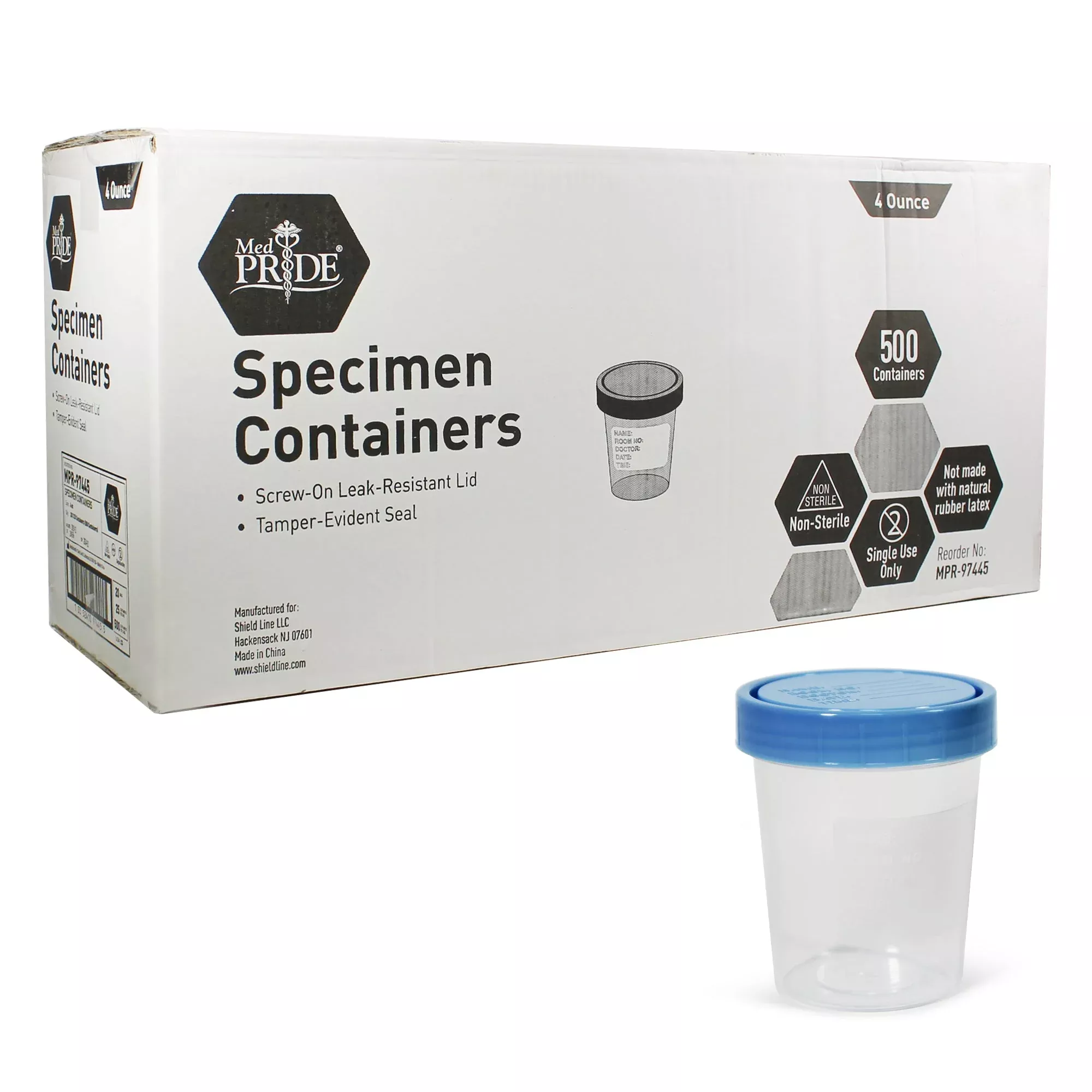 MedPride Disposable Specimen Containers Non-Sterile - 4oz.500 cups