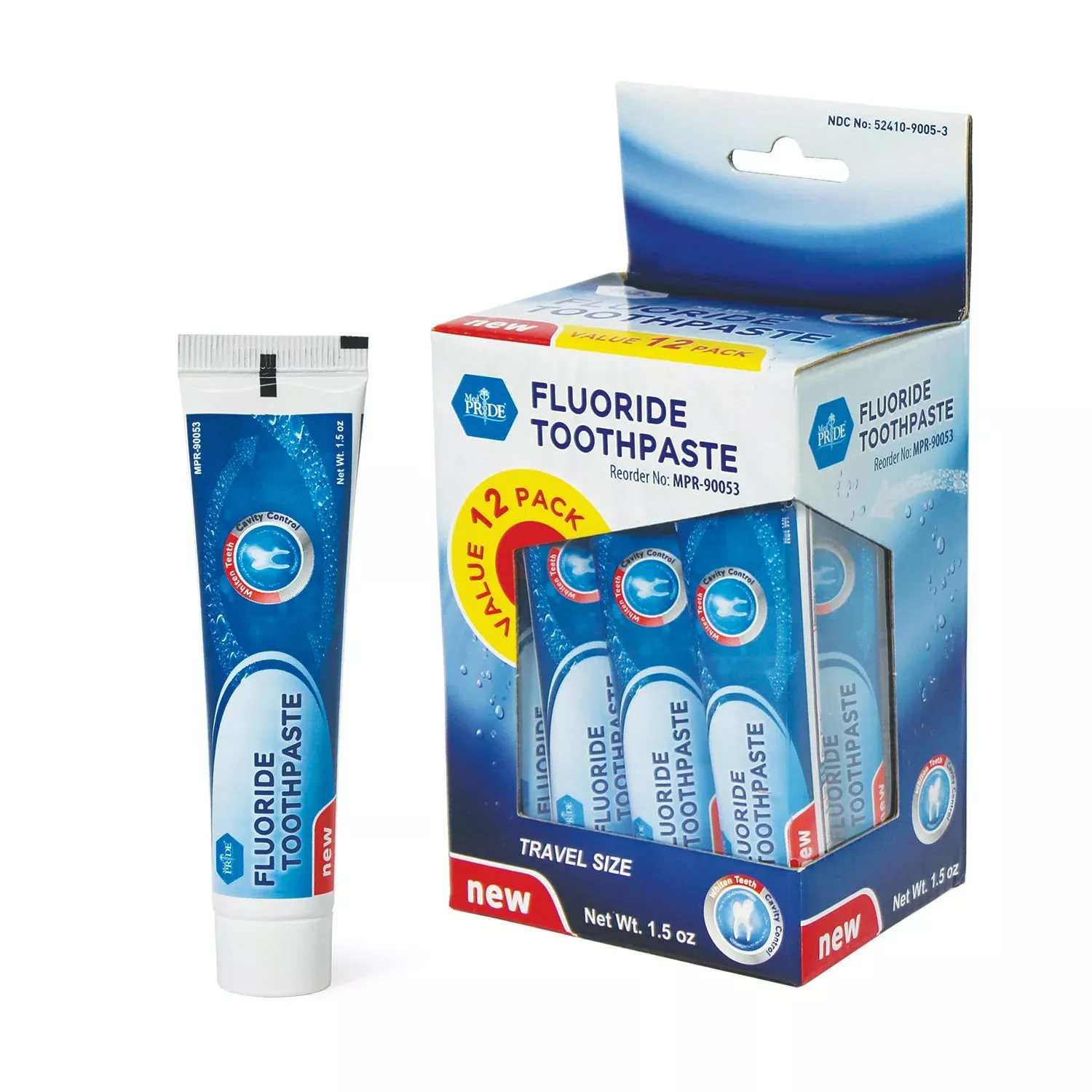 MedPride Fluoride Toothpaste, 1.5oz. Tubes - 12/Box, Case of 12 (144 Count)