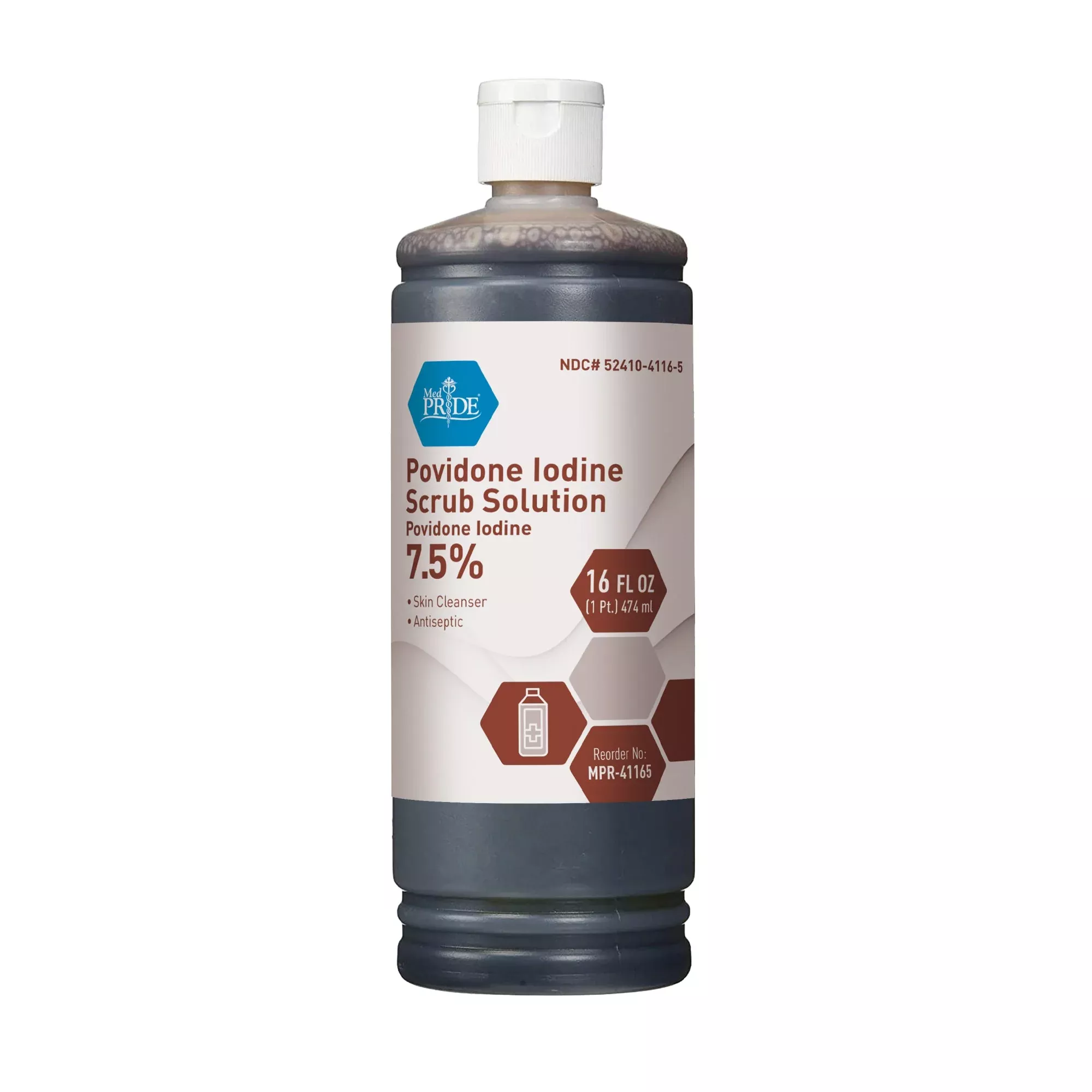 MedPride Povidone Iodine Scrub Solution - 16oz. - Case of 24