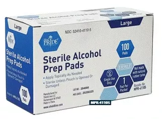 MedPride Sterile Alcohol Prep Pads - Large- 100 pads, Case of 10 ( 1000 count)