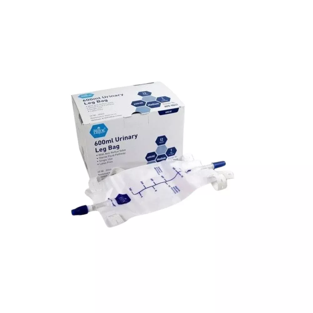 MedPride Urinary Drainage Bags, 600ml, Medium Sterile - 12/box, Case of 4 (48 count)
