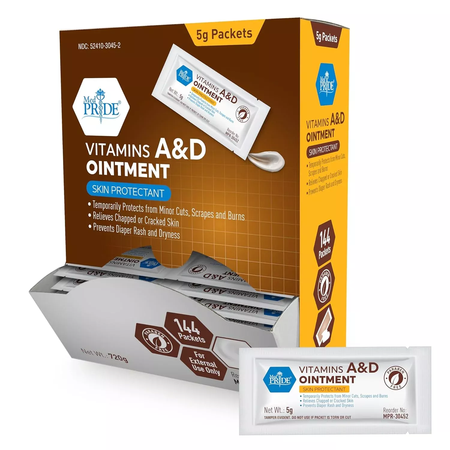 MedPride Vitamins A & D Ointment - 5g Packets - 144 packets/box, Case of 6 (864Count)
