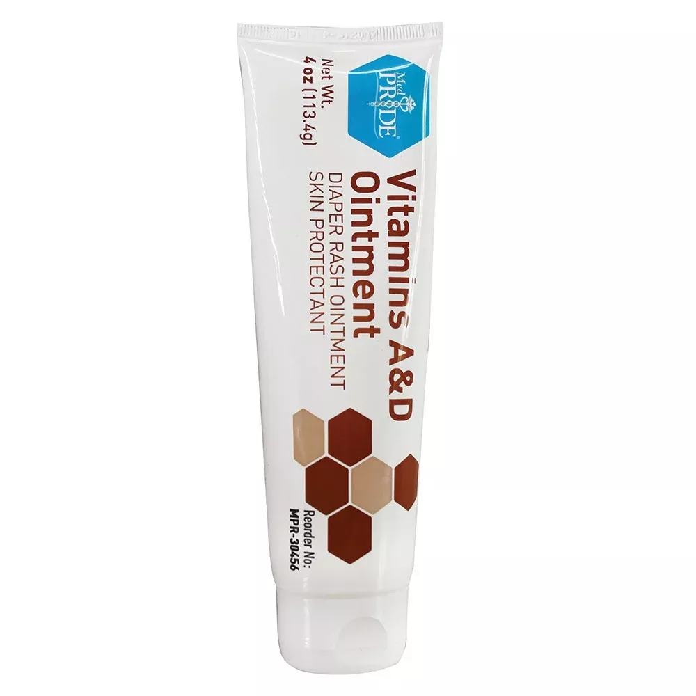 MedPride Vitamins A & D Ointment, Diaper Rash Ointment - 4oz. Tubes - 72/cs.