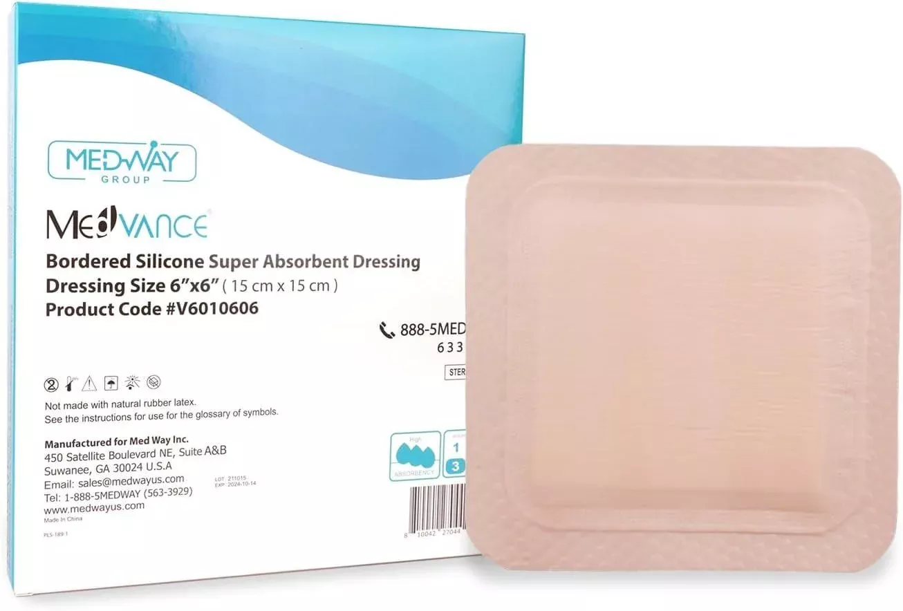 MedVance Bordered Super Absorbent Dressing, 6 x 6 in. - V601060