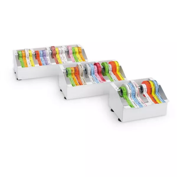 Metal Medication Label Tape Dispenser Holds 8 Rolls ,1 Each