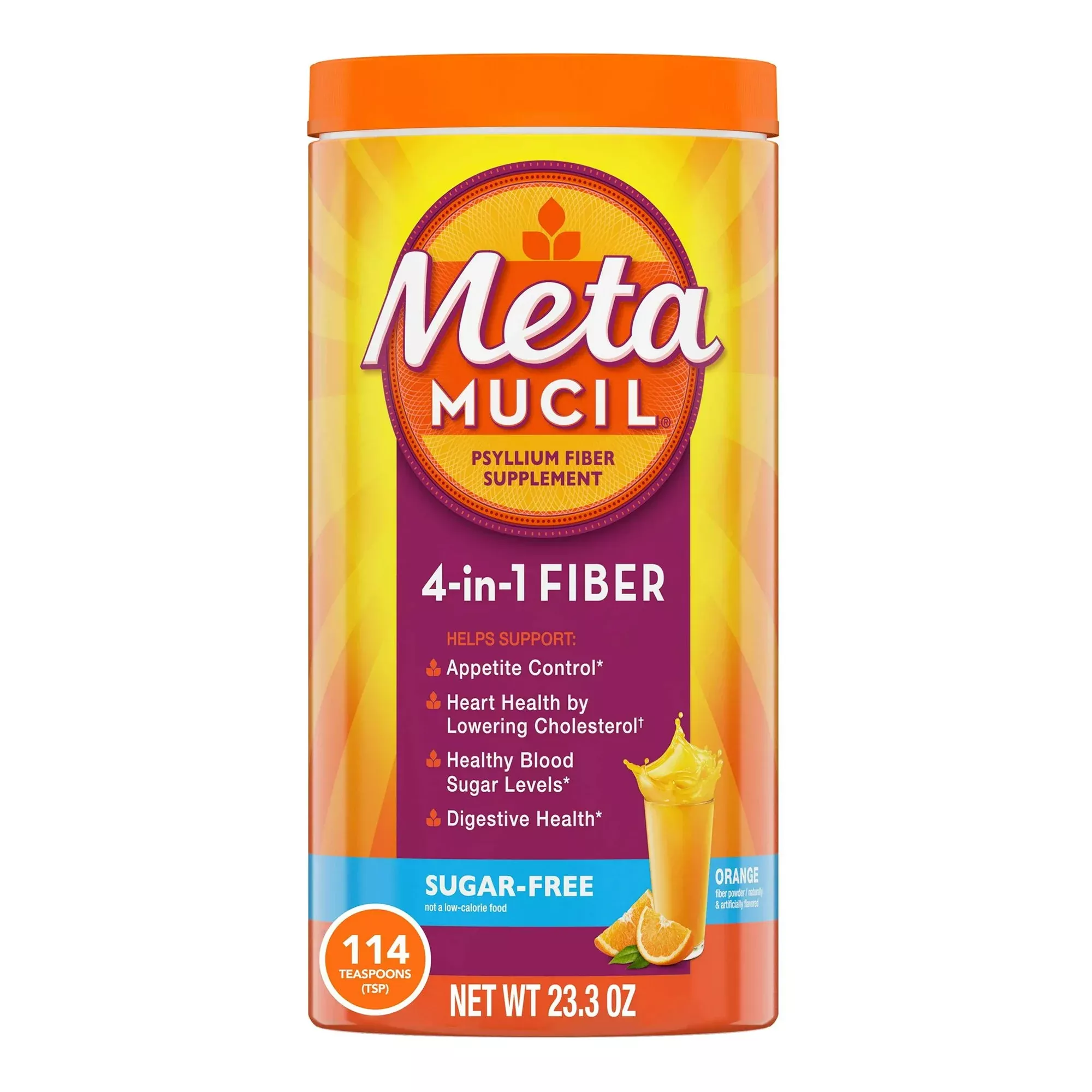 Metamucil Psyllium Fiber Supplement, Orange Powder