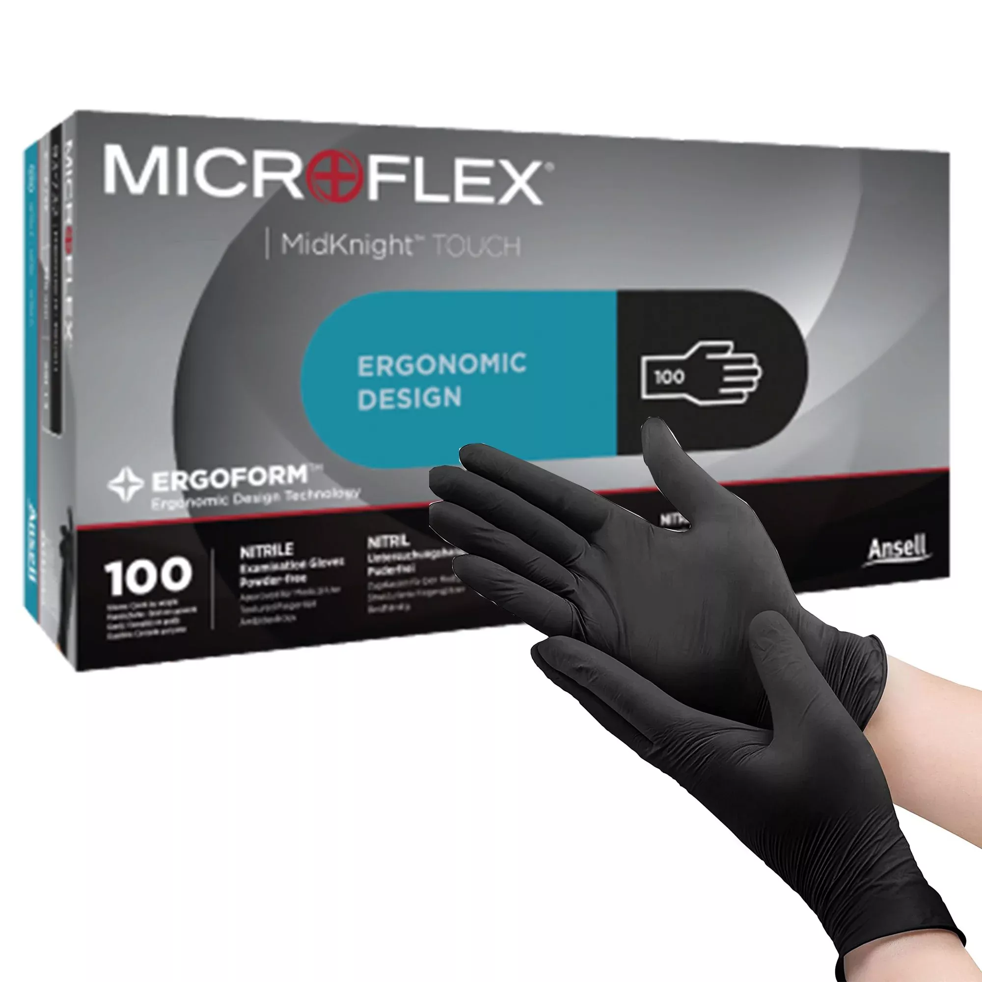 Microflex 93732100 MidKnight Touch 93-737 Nitrile Exam Glove, Extra Large, Black