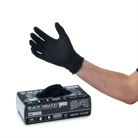 Microflex Black Dragon Zero Nitrile Gloves Black Dragon Zero Nitrile Exam Gloves, XXL ,100 / BX