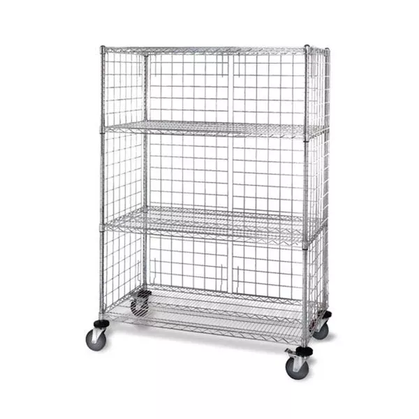 Mobile Wire Shelving with Panels 36"W x 24"D x 69"H ,1 Each
