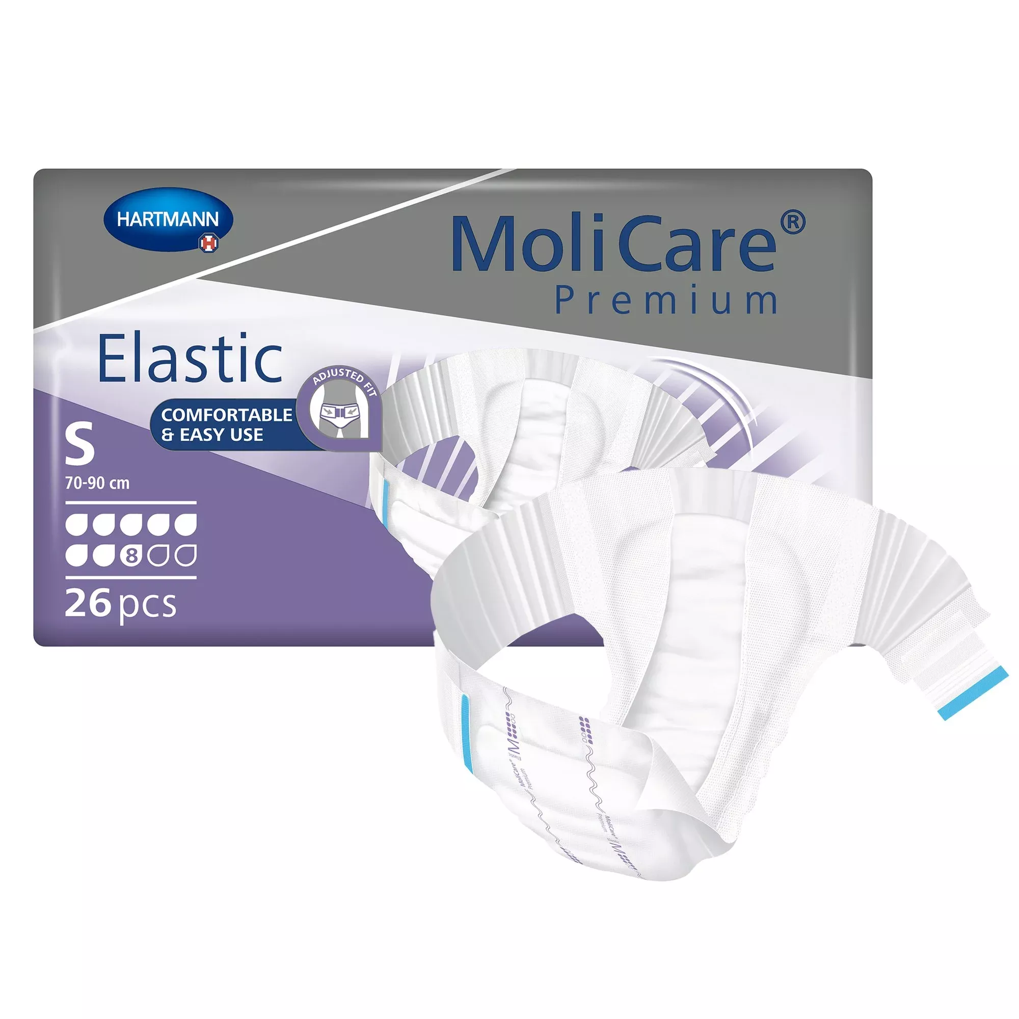 MoliCare Premium Elastic 8 Drop Absorbency Incontinence Briefs, Small