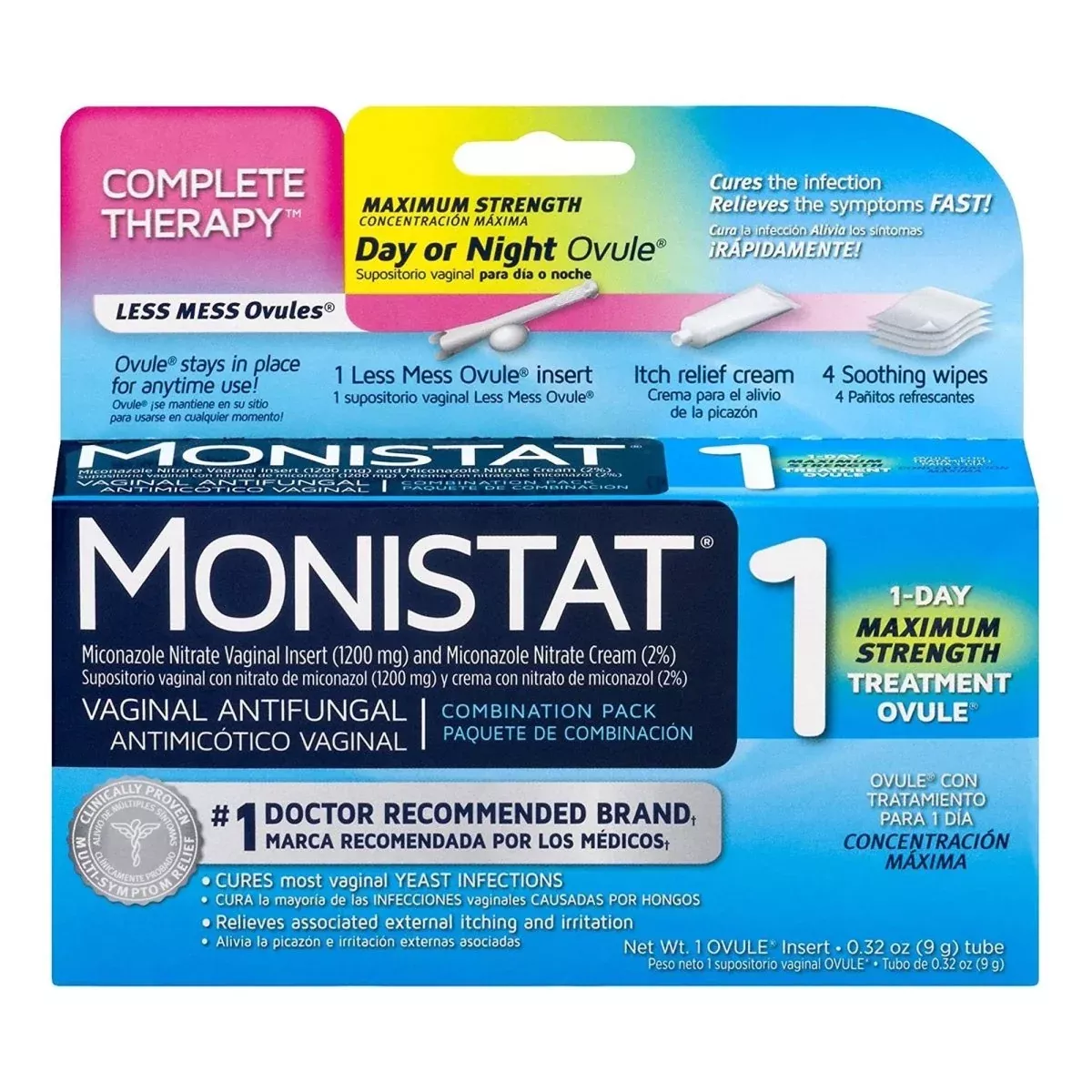 Monistat 1 Vaginal Antifungal Combination Pack Day Or Night Ovule