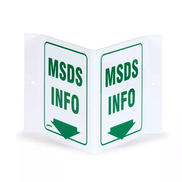 "MSDS Info" V Shape Location Sign "MSDS Info" Sign ,1 Each