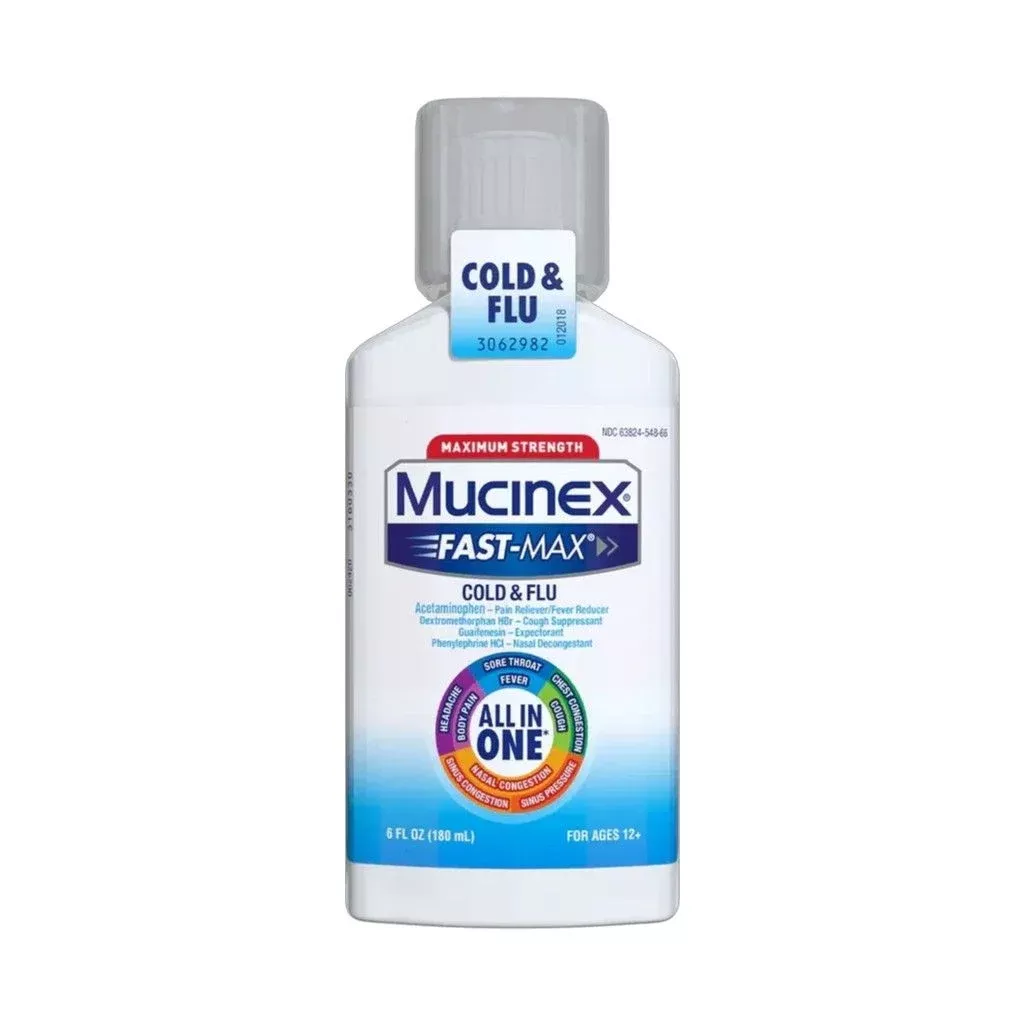 Mucinex Fast-Max All-in-One Cold and Flu Liquid, Maximum Strength