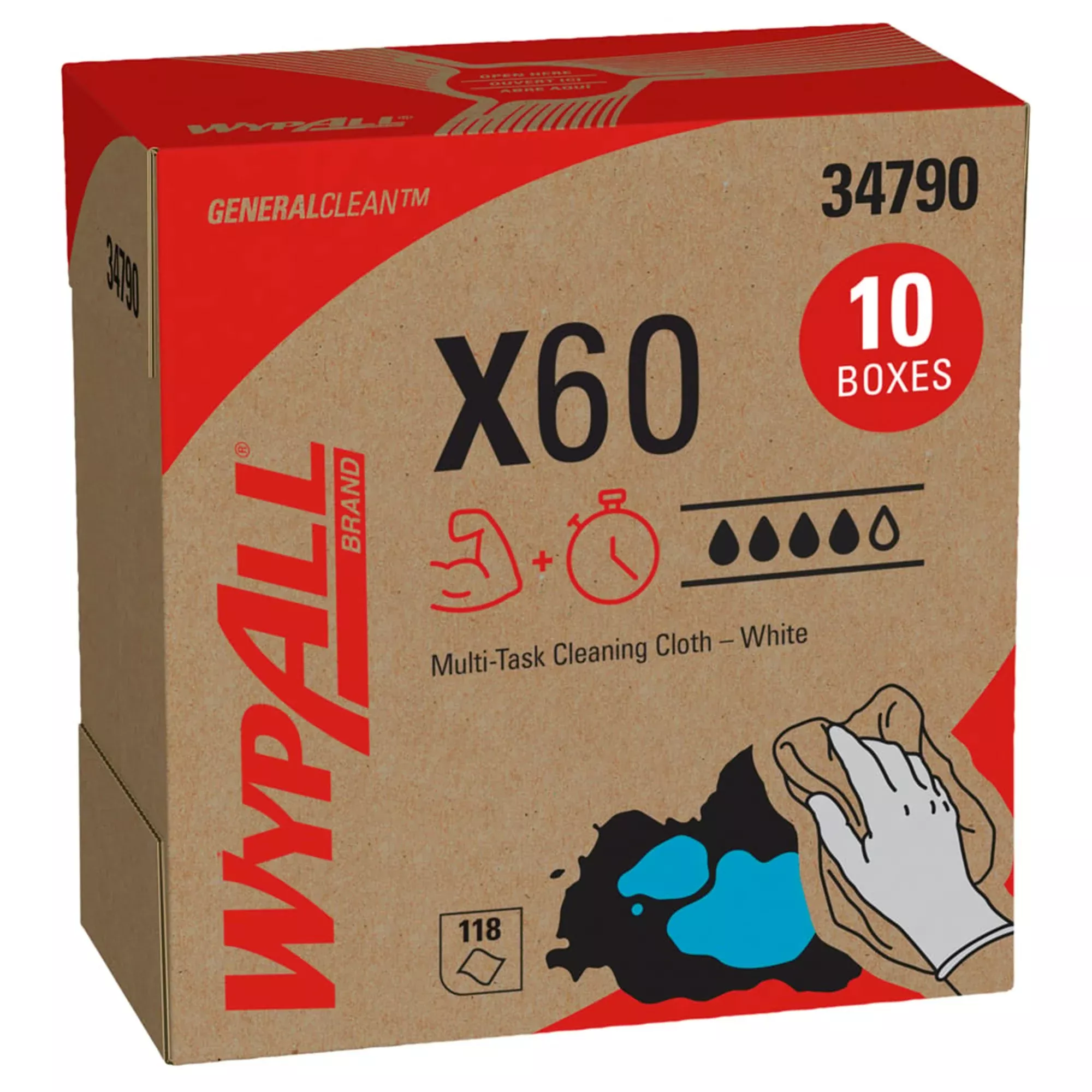 Multipurpose Task Wipe WypAll GeneralClean™ X60 118 Count Dispenser Box 8 X 16 Inch NonSterile Disposable