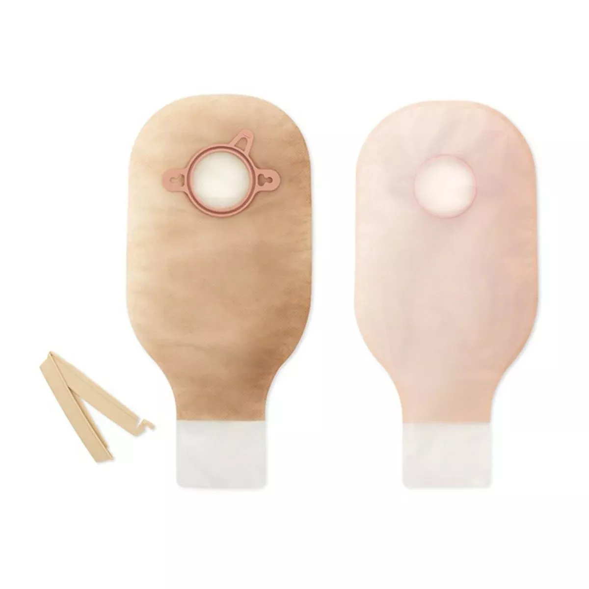 New Image 2-Piece Drainable Pouch with Clamp Closure - Transparent, Beige, Ultra-Clear
