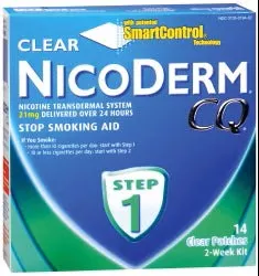 Nicoderm CQ 21 mg Strength Nicotine Polacrilex Stop Smoking Aid
