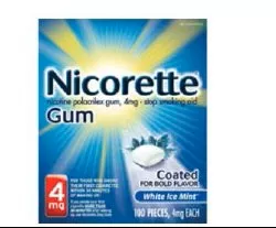 Nicorette Stop Smoking Aid Gum 4 mg White Ice Mint
