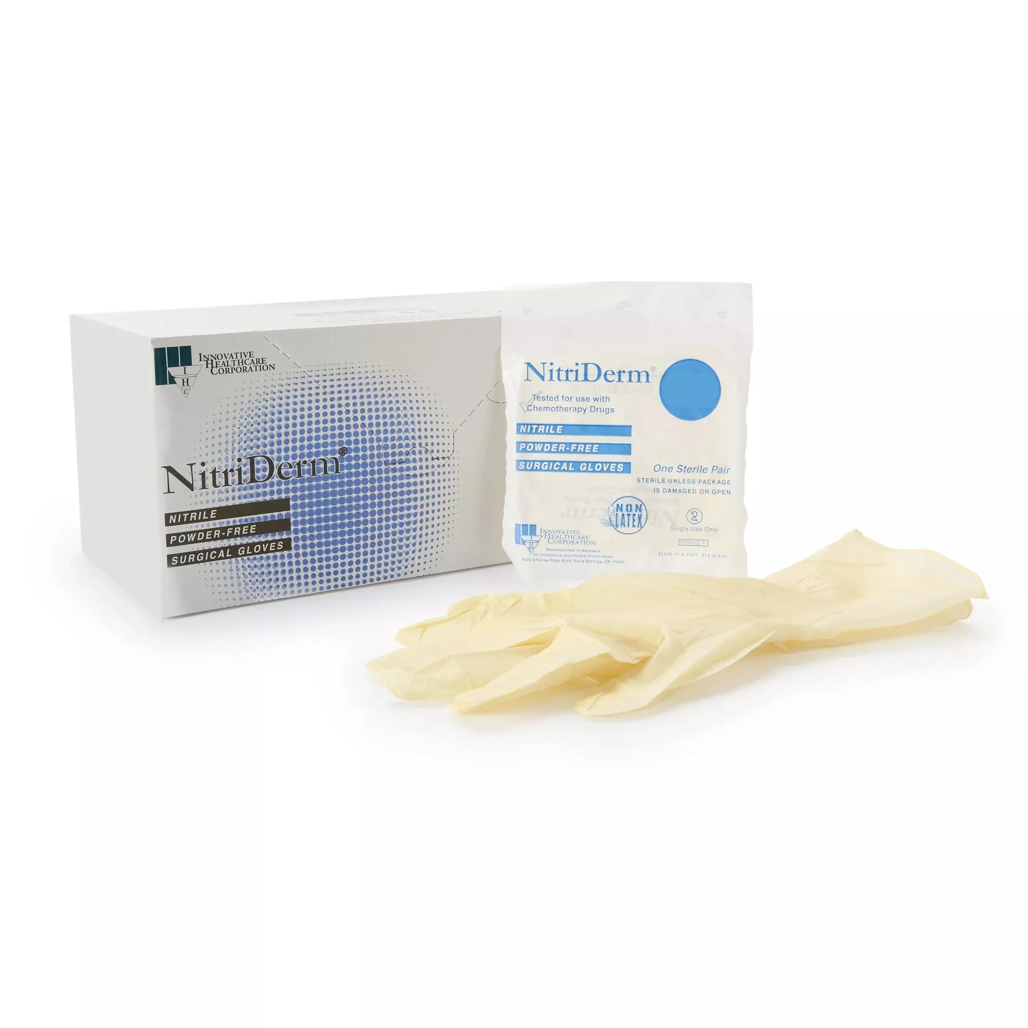 NitriDerm Nitrile Surgical Glove, Size 6.5, White